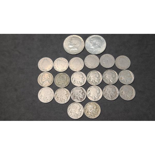 1966, 1967 40% Silver Half Dollars & Assorted US Nickels - Face Value: $1.05