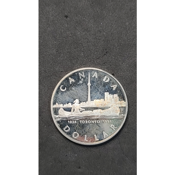 1984 Canadian 150th Anniversary (Sesquicentennial) Of Toronto 50% Silver Dollar - ASW: 0.375oz