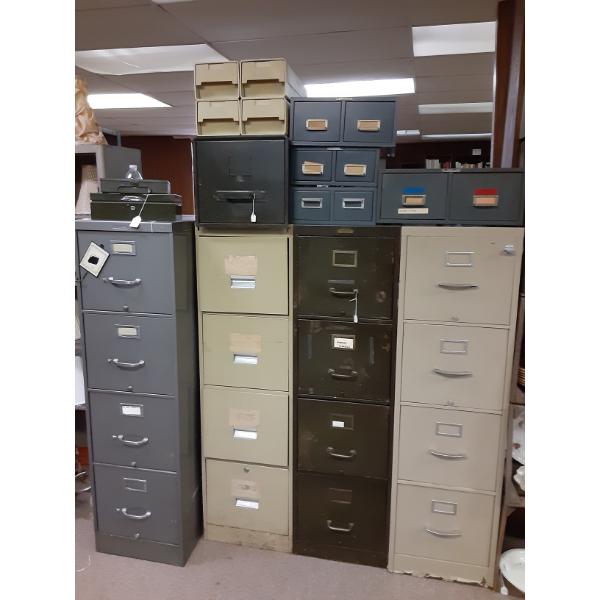 Large Group  - Entire Lot Of Filing Cabinets Shown In Photo - All In Excellent Condition