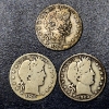 Image 1 : 3 Pcs - 1909 P / O / S Barber (Liberty Head) Silver Half Dollars - See PIcs