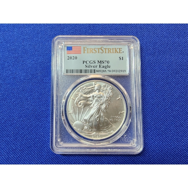 2020 Silver Eagle 1 oz Fine Silver $1 Coin PCGS MS 70