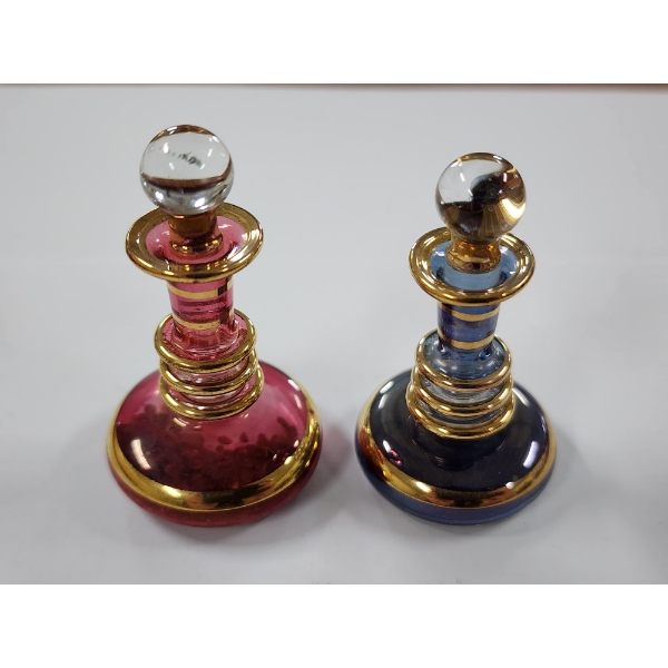 Two Small Vials of Hand Blown Egyptian Glass ~ One Containing Frankincense & One Containing Myrrh