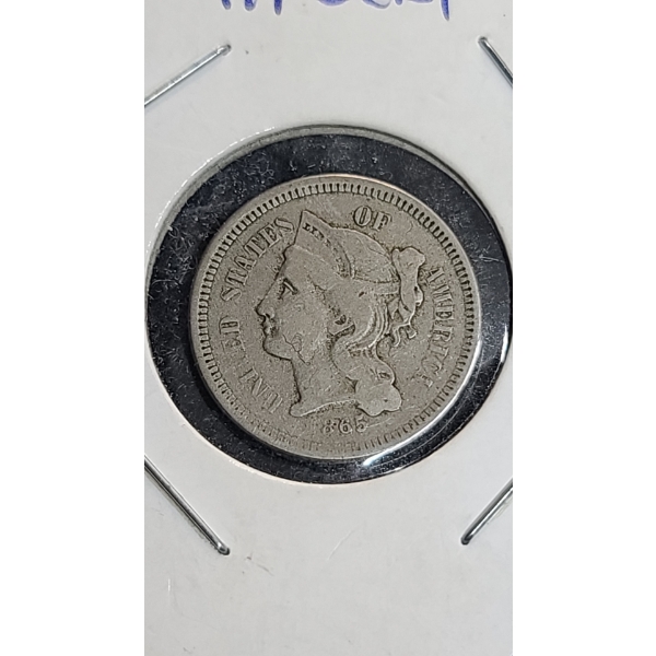 1865 US 3 Cent Coin 