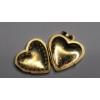 Image 4 : 14K Yellow Gold Two-Tone Heart-Shaped Textured Locket Pendant - Weight: 2.2g