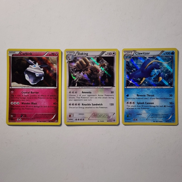 Three Assorted Vintage Holo Rare Pokemon Trading Cards Including Slaking!