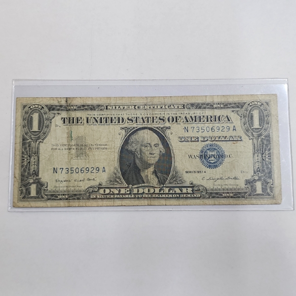 United States Series 1957 A Blue Seal Silver Certificate - in Holder 