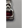 Image 5 : Sterling Silver Pendant With Cushion-Cut Red Garnet & Diamond On Sterling 18" Necklace -Weight: 3.7g