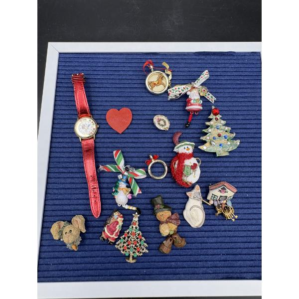 Lot of Christmas Jewelry - Pins - Watches - Etc.