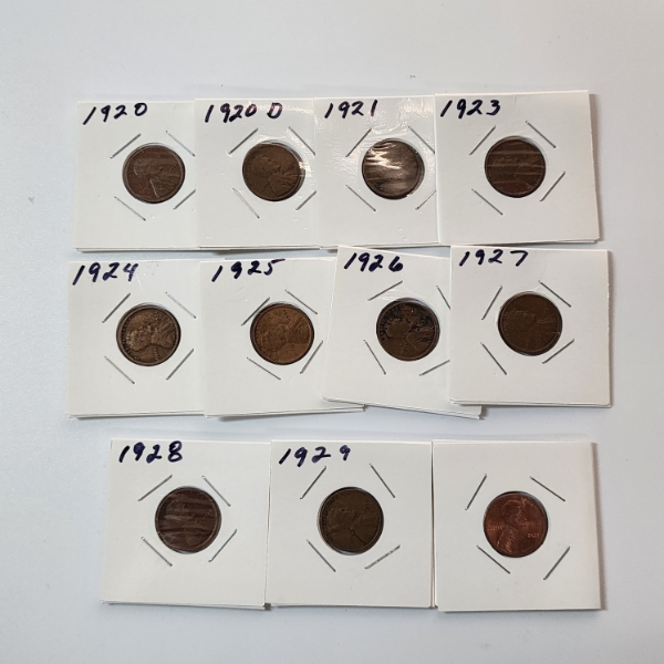 Lot of 11 Assorted U.S. Cents: (10) Wheat Cents & (1) 2025 Cent