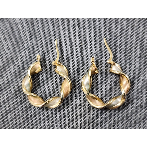 Nice 10K Yellow & White Gold Loop Earring Set ~ Weighing 2.2 Grams ~ Italian Made Jewelry! 