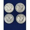 Image 2 : x4 Assorted Years United States Standing Liberty 90% Silver Quarters FV: $1.00