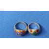 Image 10 : (2) Vintage 1920's Siam Enamel Sterling Silver Rings - Sizes 8 & 10 - Total Weight: 10.5g