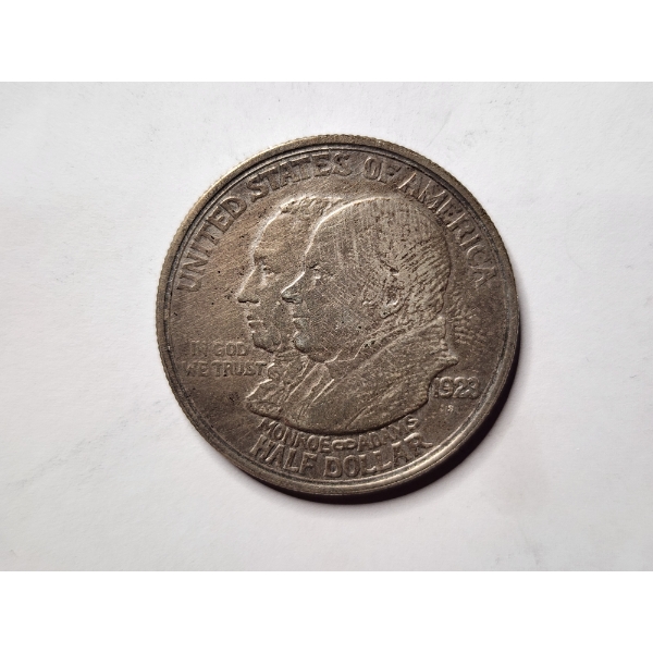 1923-S United States Monroe Doctrine Centennial Los Angeles Commemorative 90% Silver Half Dollar