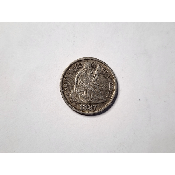 NICE 1887 Seated Liberty SILVER Dime in Great Condition!