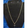 Image 1 : 14K Gold Cross Pendant With Clear Stone On 14K Gold Rope Necklace - Total Weight: 4.6g