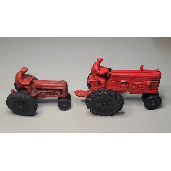 (2) Vintage Auburn Rubber Company Rubber Toy Farm Tractors 