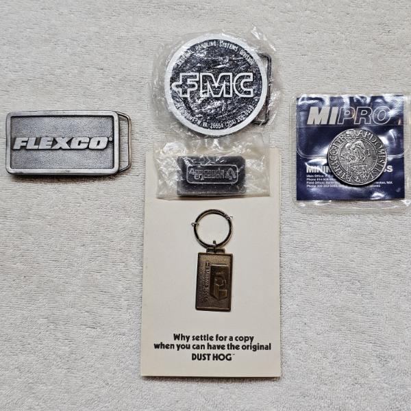 Collection of Vintage Industrial and Mining-Themed Belt Buckles