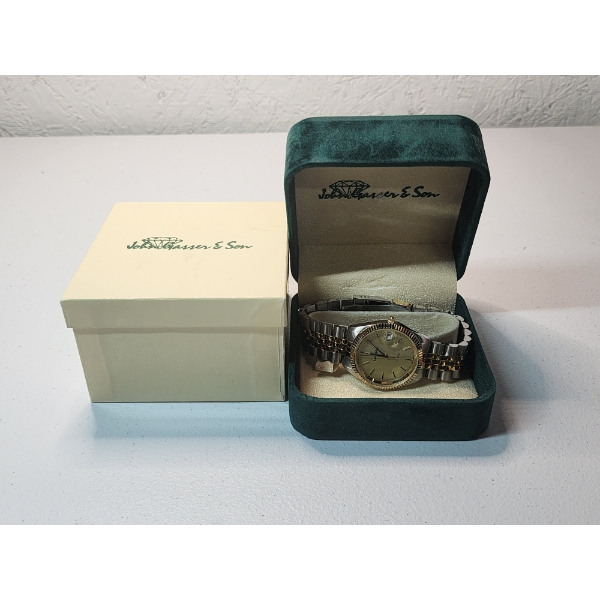 John Gasser & Son Two-Town Wrist Watch with Original Box