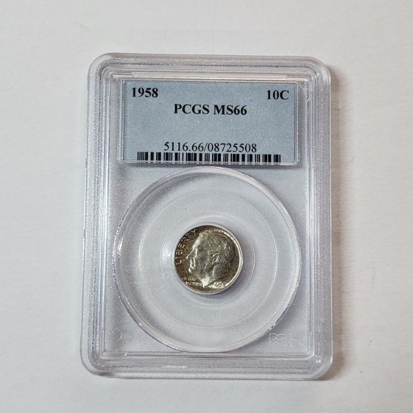 PCGS MS66 United States 1958 90% Silver Roosevelt Dime 