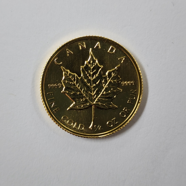 .9999 Fine Gold 1/4 Oz Maple Leaf Round ~ $10 Gold Coin from 1982