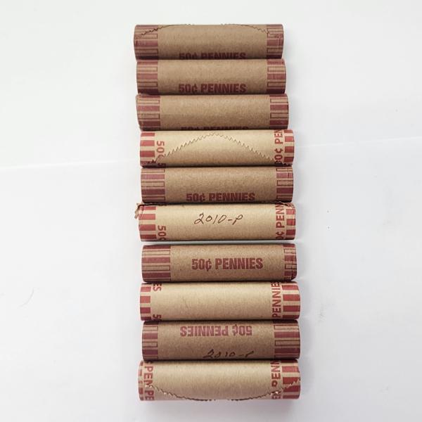 TEN Rolls of U.S. Lincoln Cents: Face Value: $5.00