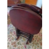 Image 1 : Group Of 4 Wooden Mahogany Folding TV Trays With Rack AS Shown
