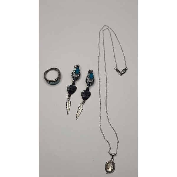 Assorted Southwestern Style Jewelry & Small Cameo Necklace 