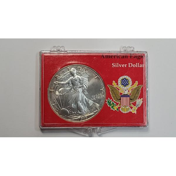 United States 1999 1 Troy Ounce .999 Fine Silver American Eagle In Small Display Case