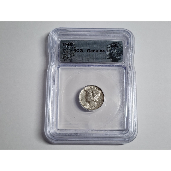 1945 Silver Mercury Dime IGC Genuine