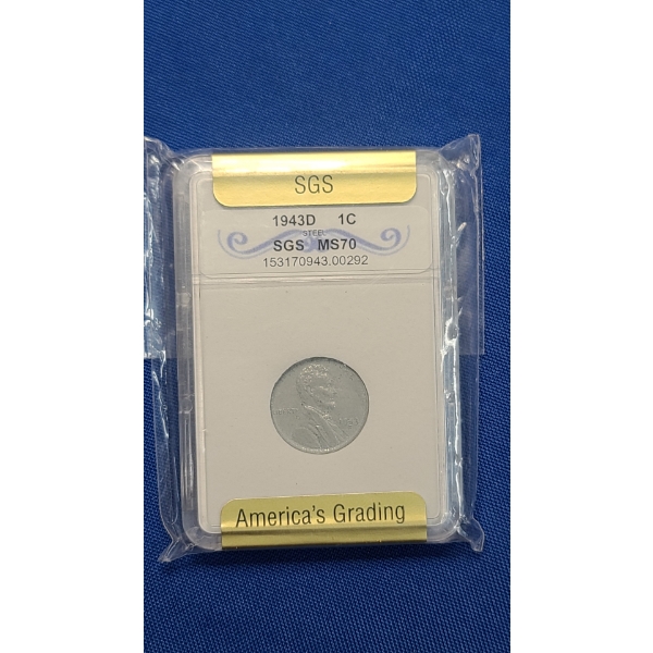 SGS 1943-D MS 70 Steel Lincoln Cent