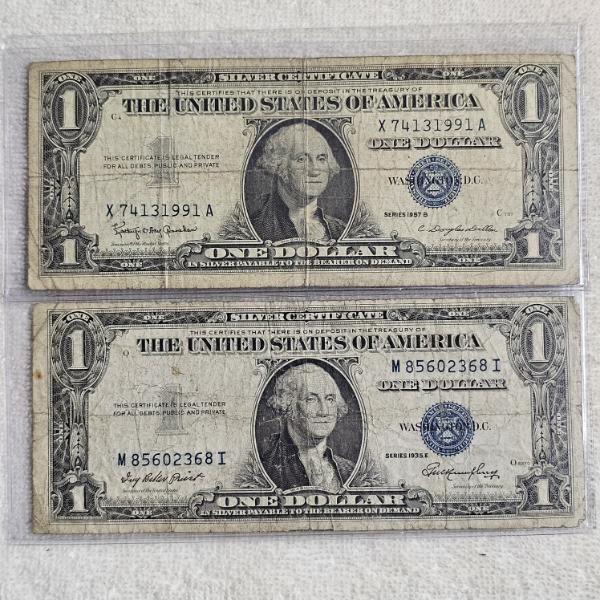 Two Vintage United States $1 Silver Certificates FV: $2.00