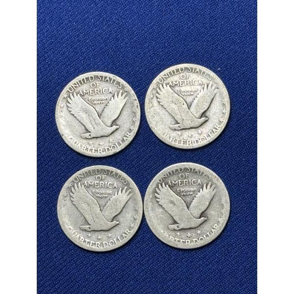 x4 Assorted Years United States Standing Liberty 90% Silver Quarters FV: $1.00