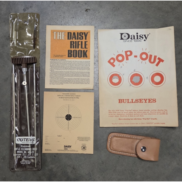 Vintage Gun Cleaning Kit, Targets & Leather Knife Pouch