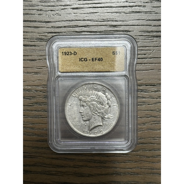 ICG-EF40 1923D Silver Peace Dollar - Beautiful Coin