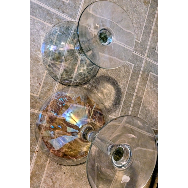 Two Giant Iridescent Drinking Glasses
