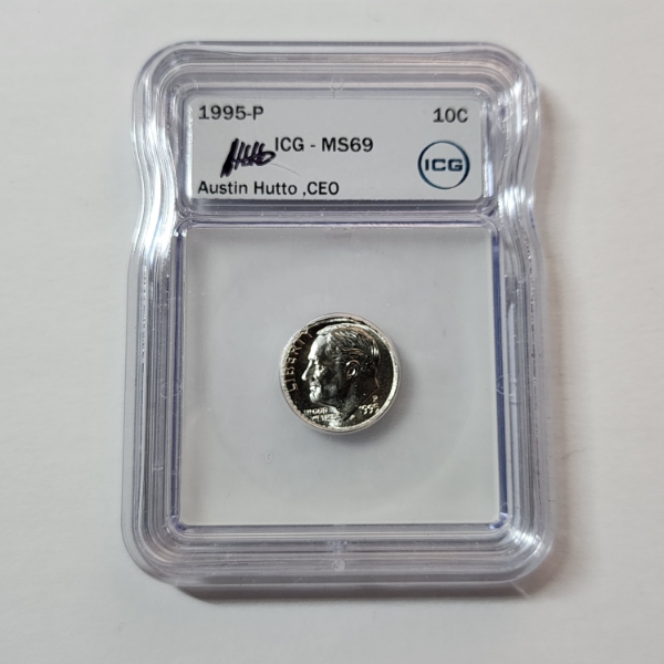 ICG MS69 United States 1995-P Roosevelt Dime Signed by Austin Hutto