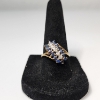 Image 1 : 14K Yellow Gold Cluster Ring w/ Deep Blue & Clear Stones - Size 8 - Total Weight: 3.3g