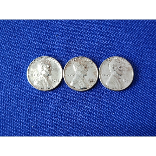1943, 1943-D, 1943-S Lincoln Steel Cents