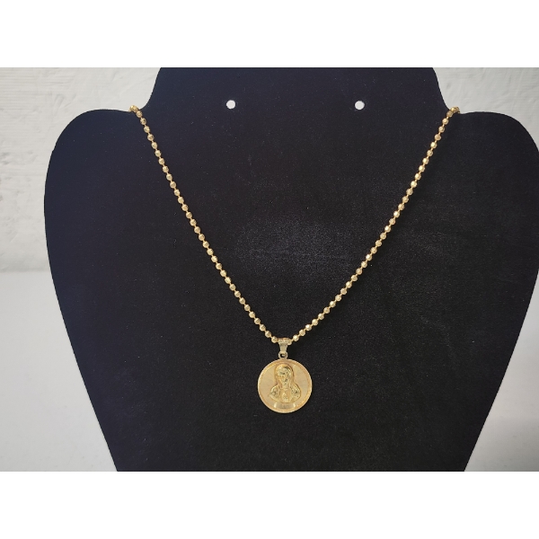 Incredible 14K Yellow Gold 24" Chain with Virgin Mary Pendant - Total Weight: 14.2g