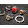 Image 4 : Lovely Sterling Silver Rings Including A Stunning Amber Stone Ring Weighing Total of 22.4 Grams