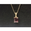 Image 3 : 14K Yellow Gold Necklace with Large Emerald Cut Garnet Pendant - TW: 3.5g