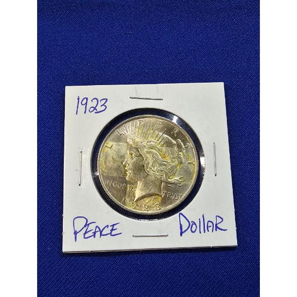 1923 Silver Peace Dollar in Protective Sleeve