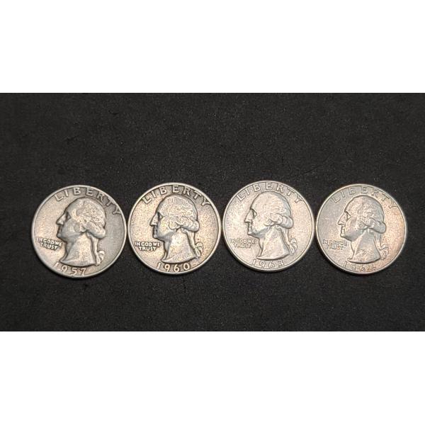 Assorted Years/Mint Marks 90% Silver Washington Quarters - Face Value: $1.00