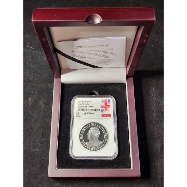 NGC PF70 Ultra Cameo 2022 Silver 2 Oz Malta King Charles III Round - HAND SIGNED - 1150 Mintage