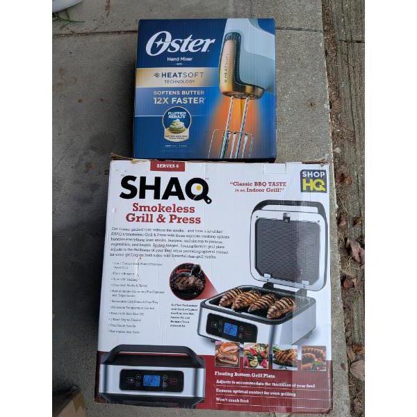 Oster Hand Mixer, Shaq Grill & Press, New Commercial Electric Skillet