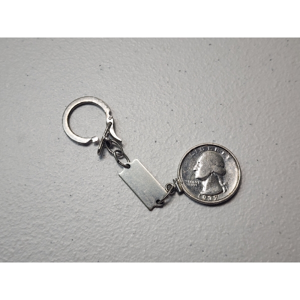 1937 90% Silver Washington Quarter on Sterling Silver Keychain - TW: 12.0g