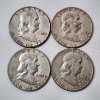 Image 1 : Four 1952 United States 90% Silver Franklin Half Dollars - FV: $2.00