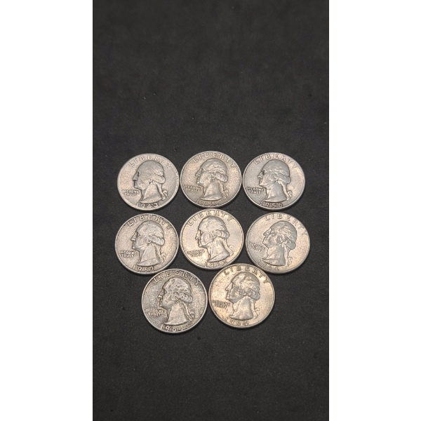Assorted Years & Mint Marks 90% Silver Washington Head Quarters - Face Value: $2.00