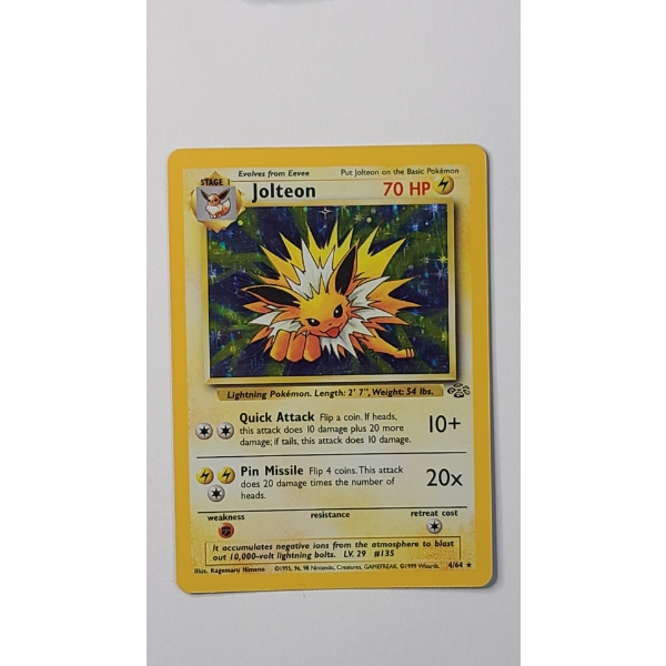 Vintage Jolteon #4/64 HOLO RARE Pokemon Card From The Jungle Set - Near Mint Condition