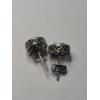 Image 7 : Sterling Silver Wedding Band (Size 12) & Pave-set Diamond Stud Earrings - Total Weight: 7.1g